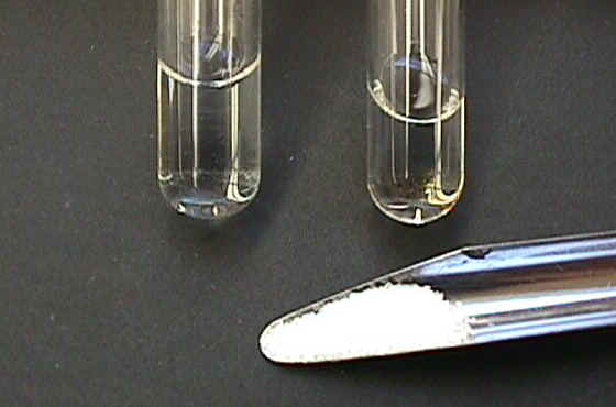 Water, carbon tetrachloride, and sugar.